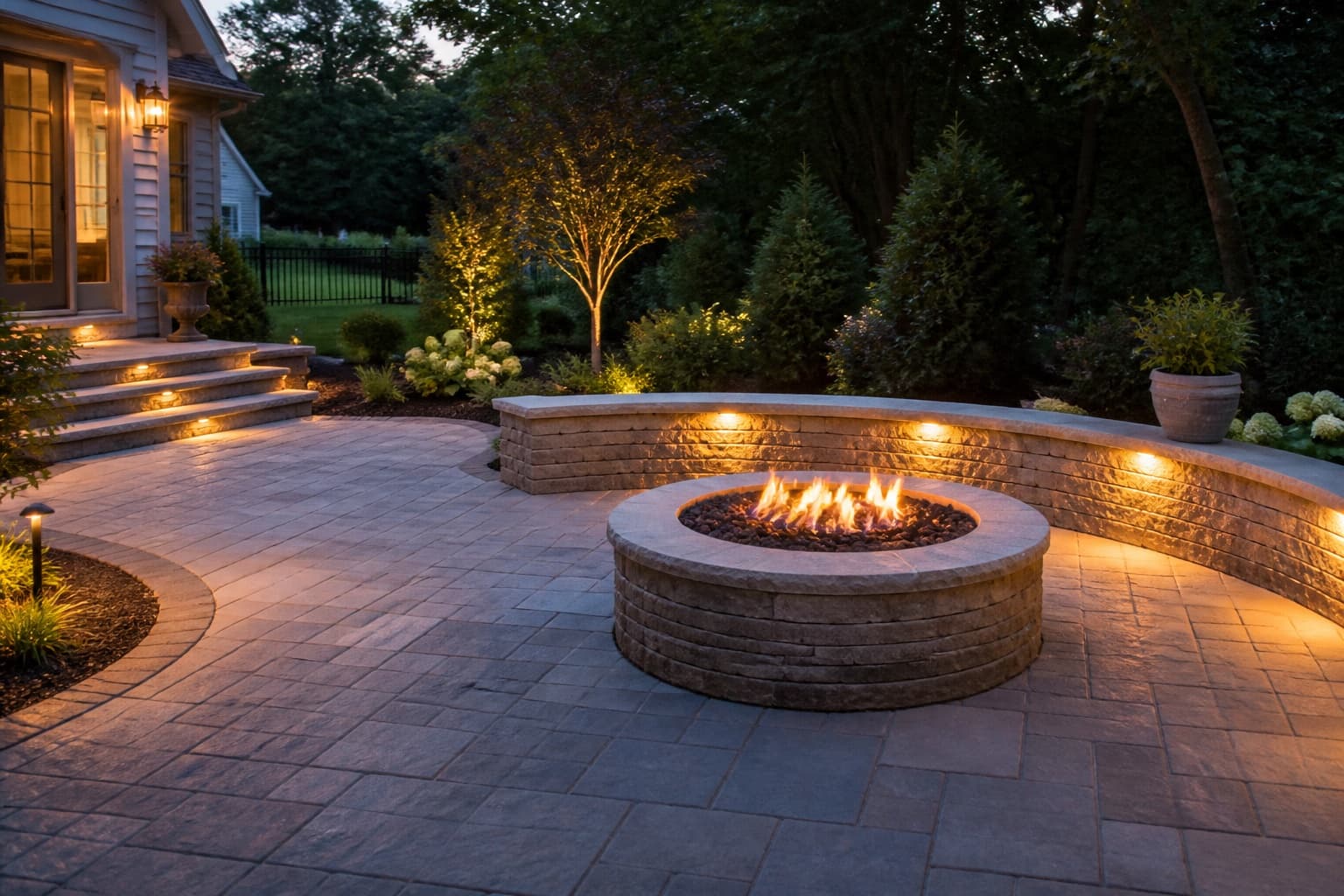 Paver patio with fire pit in Hockessin, DE